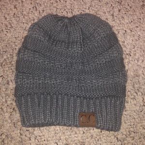 Grey CC Beanie with Ponytail